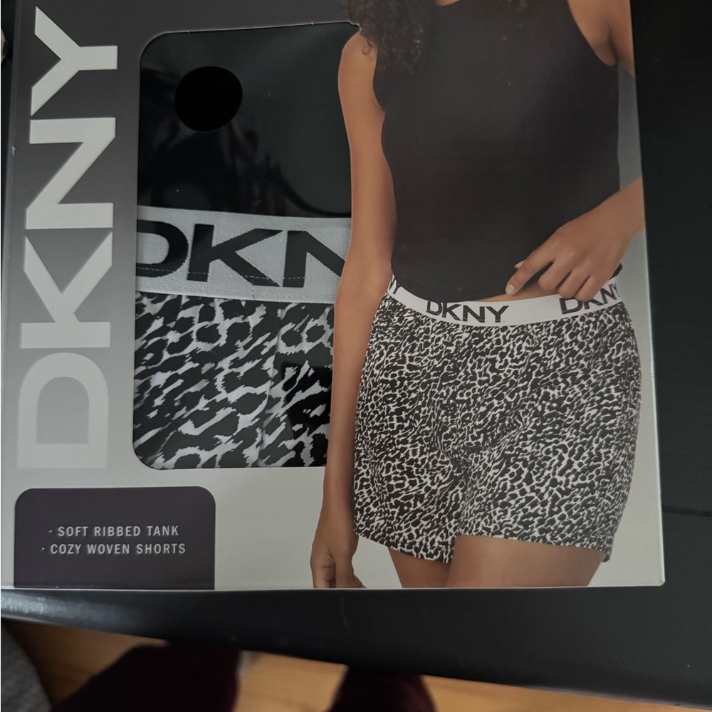 DKNY Black and White Tank and Shorts Set